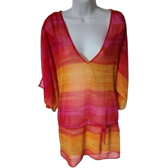 Jantzen Other - JANTZEN Pink & Orange Sheer Beach Cover Up Size M/L